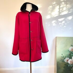 Susan Graver Reversible Fleece Hooded Coat Jacket Black Red Women 1X Cozy Travel